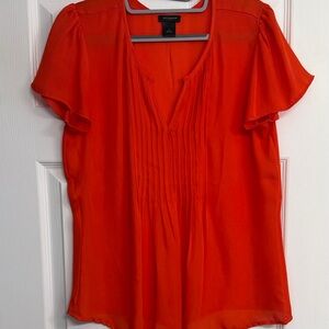 Ann Taylor Red Flutter Sleeve Blouse